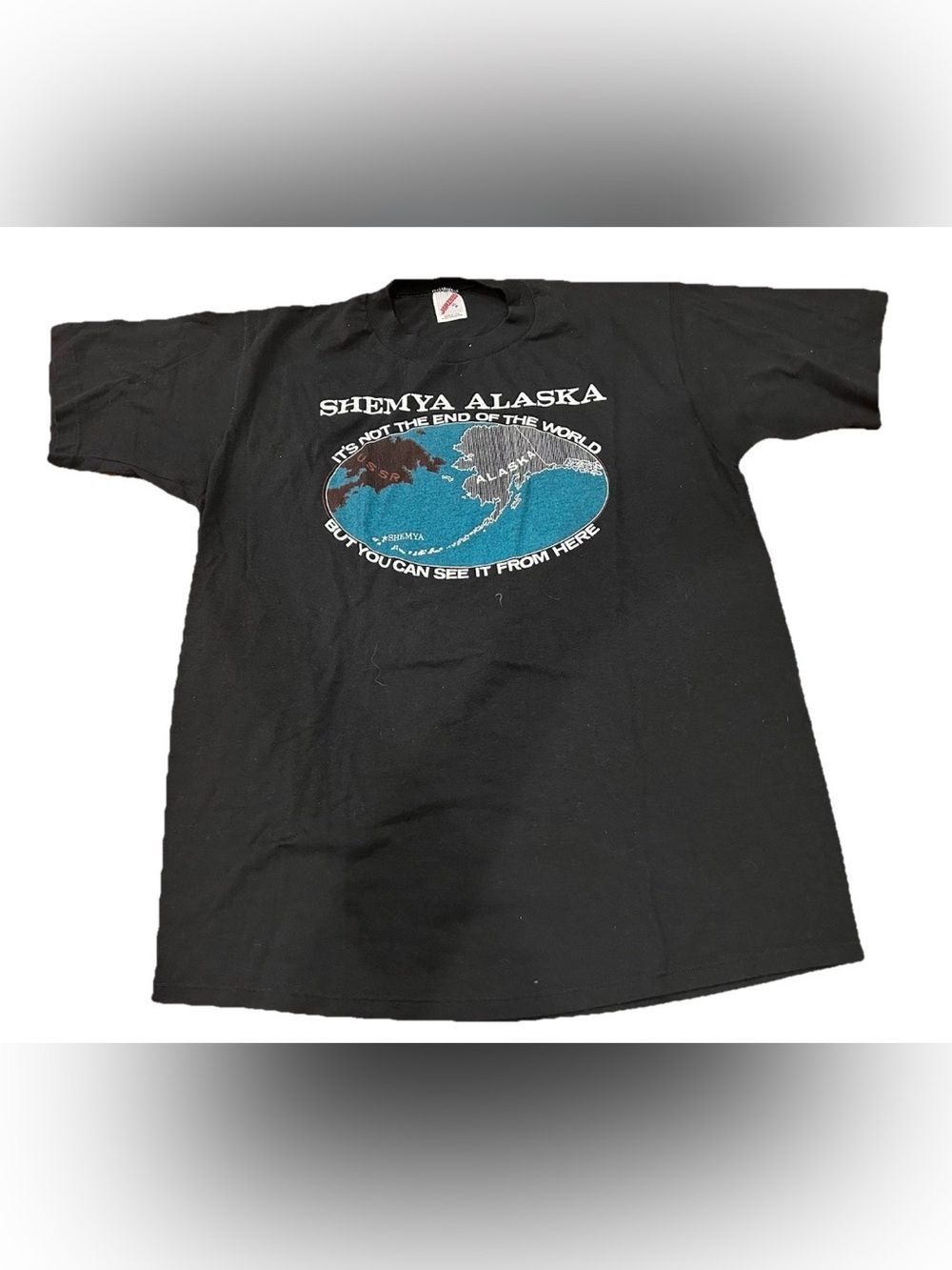 Vintage Shemya Alaska Shirt XL Jerzees USA Cold War Map USSR End Of The World